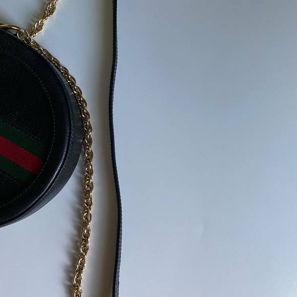 Gucci Black Leather & Web Round Ophidia Bag. Vintage - Picture 14 of 15